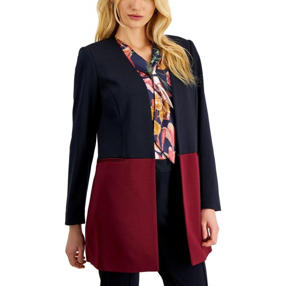 Tahari Colorblock Collarless Blazer